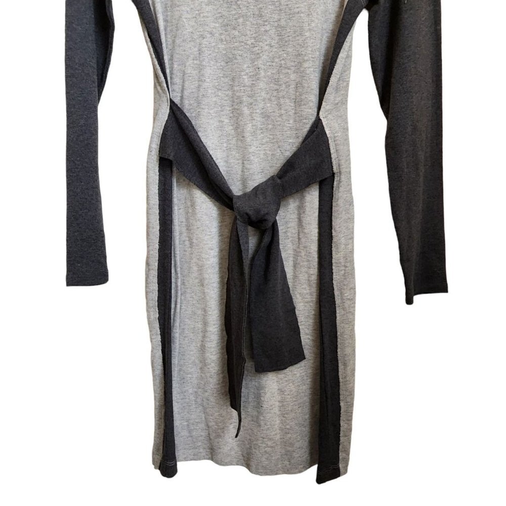 Sundance Contrast Gray Side tie Waist Cotton Wool Dress size S Minimalist - Picture 4 of 13